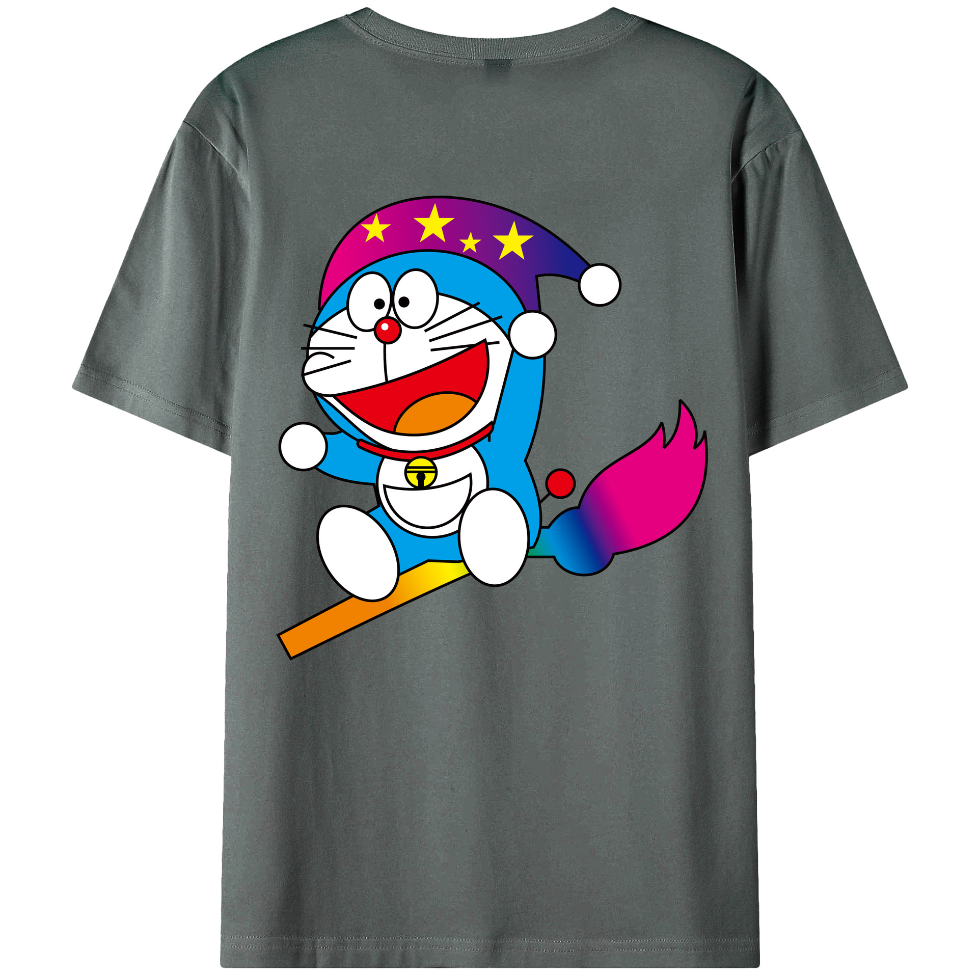 （画像用） ドラえもん Doraemon 綿100％ メンズ半袖Tシャツ（バックプリント） 通気性